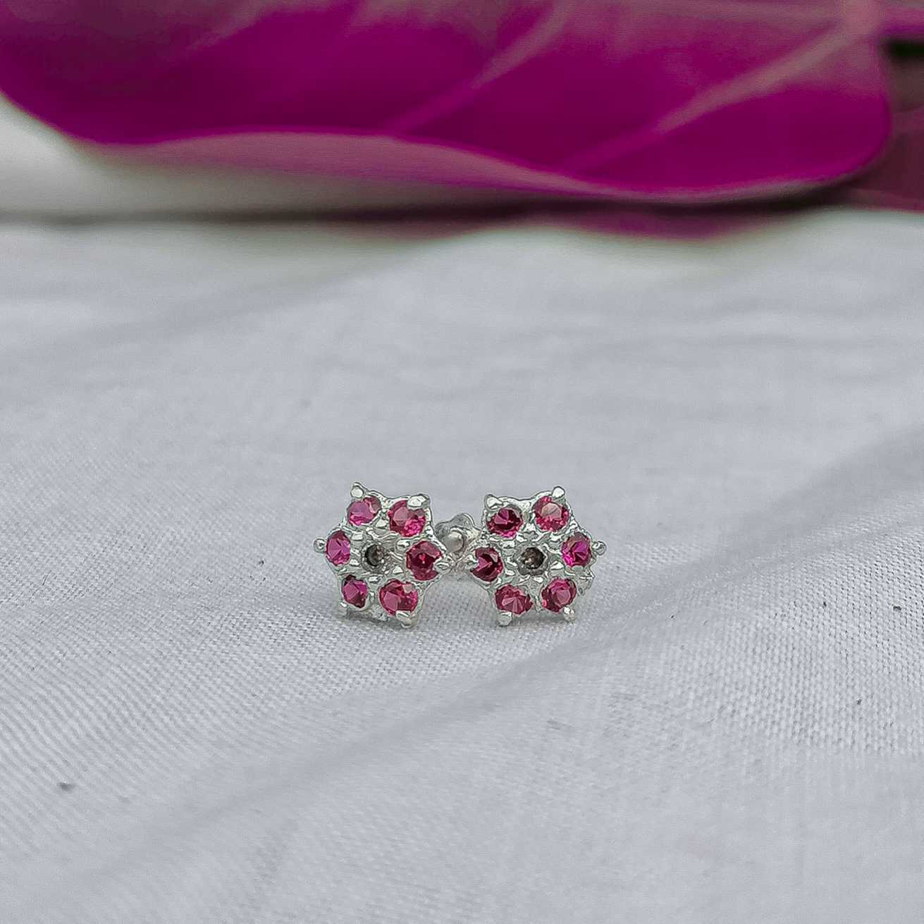 minimalist 5mm flower stud worn with hijab

