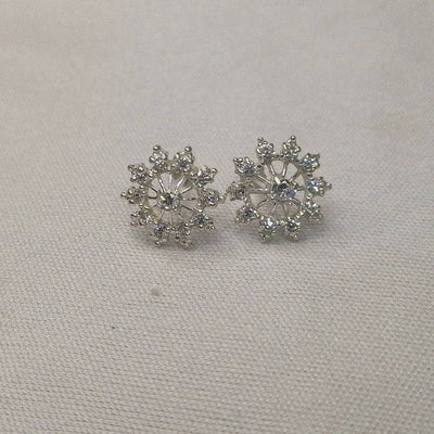 Snow flake Chandi white stud earrings