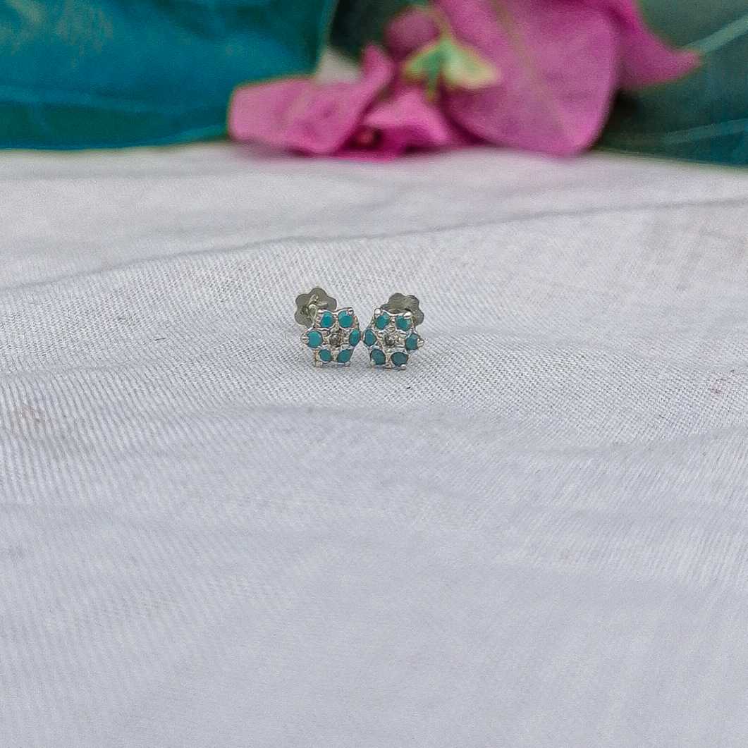 5mm lightweight small silver ferozi earrings for helix & cartilage

