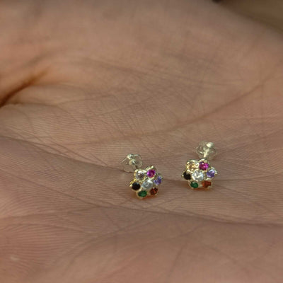 Tiny flower chandi Earrings (5 Colors)