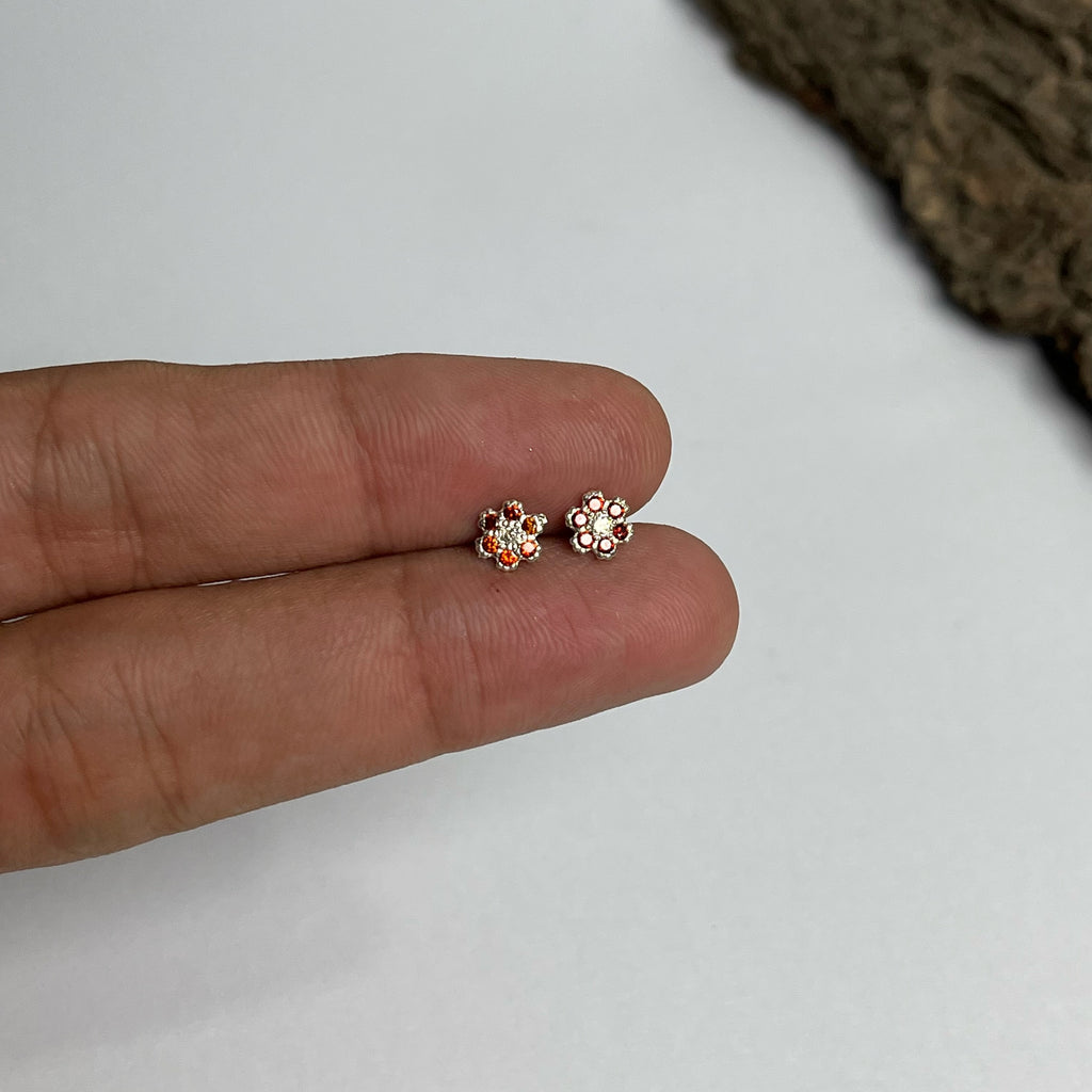 Tiny Flower Studs — 925 Sterling Silver | 6mm | 7 Colors | Nickel-Free | Screw Back