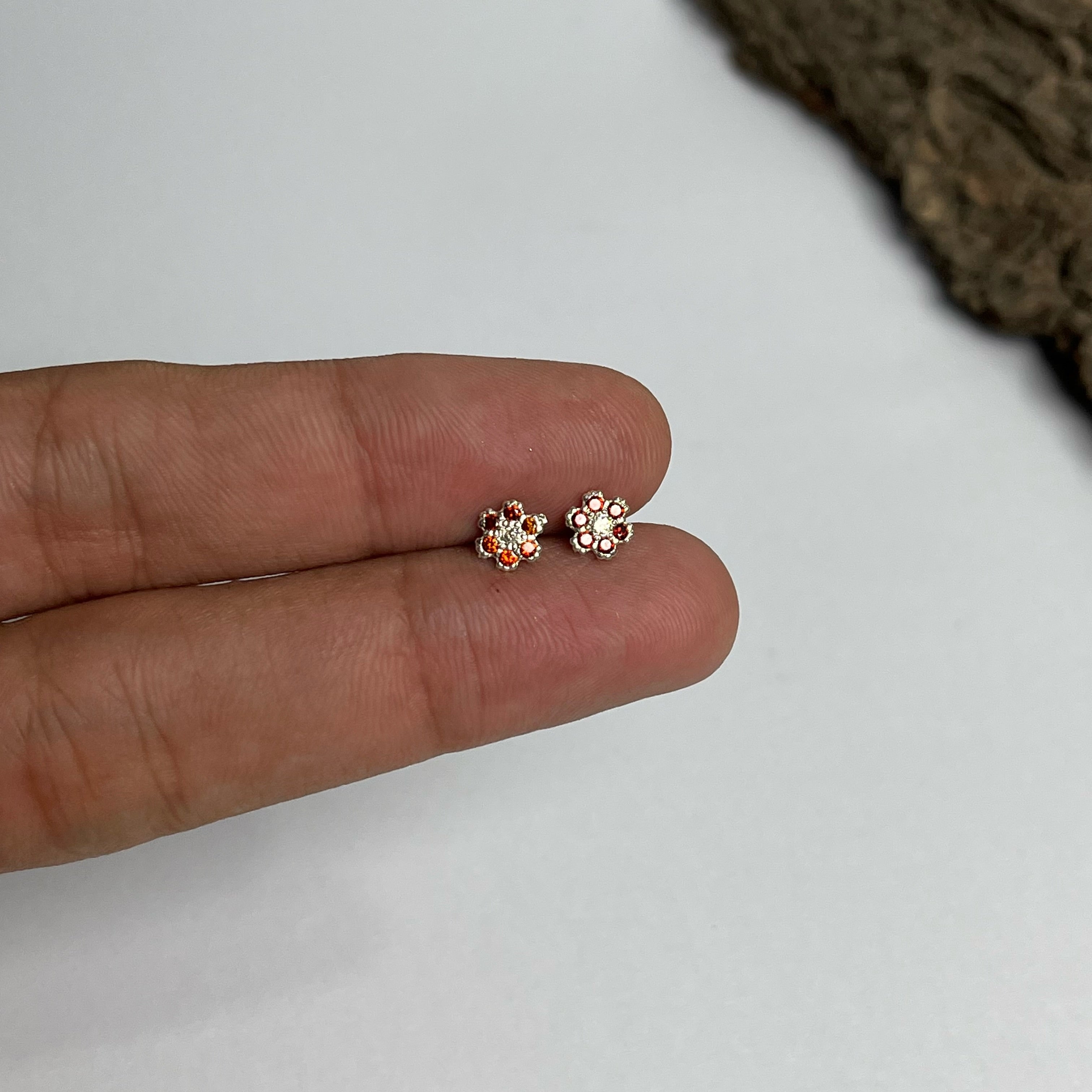 Tiny Flower Studs — 925 Sterling Silver | 6mm | 7 Colors | Nickel-Free | Screw Back