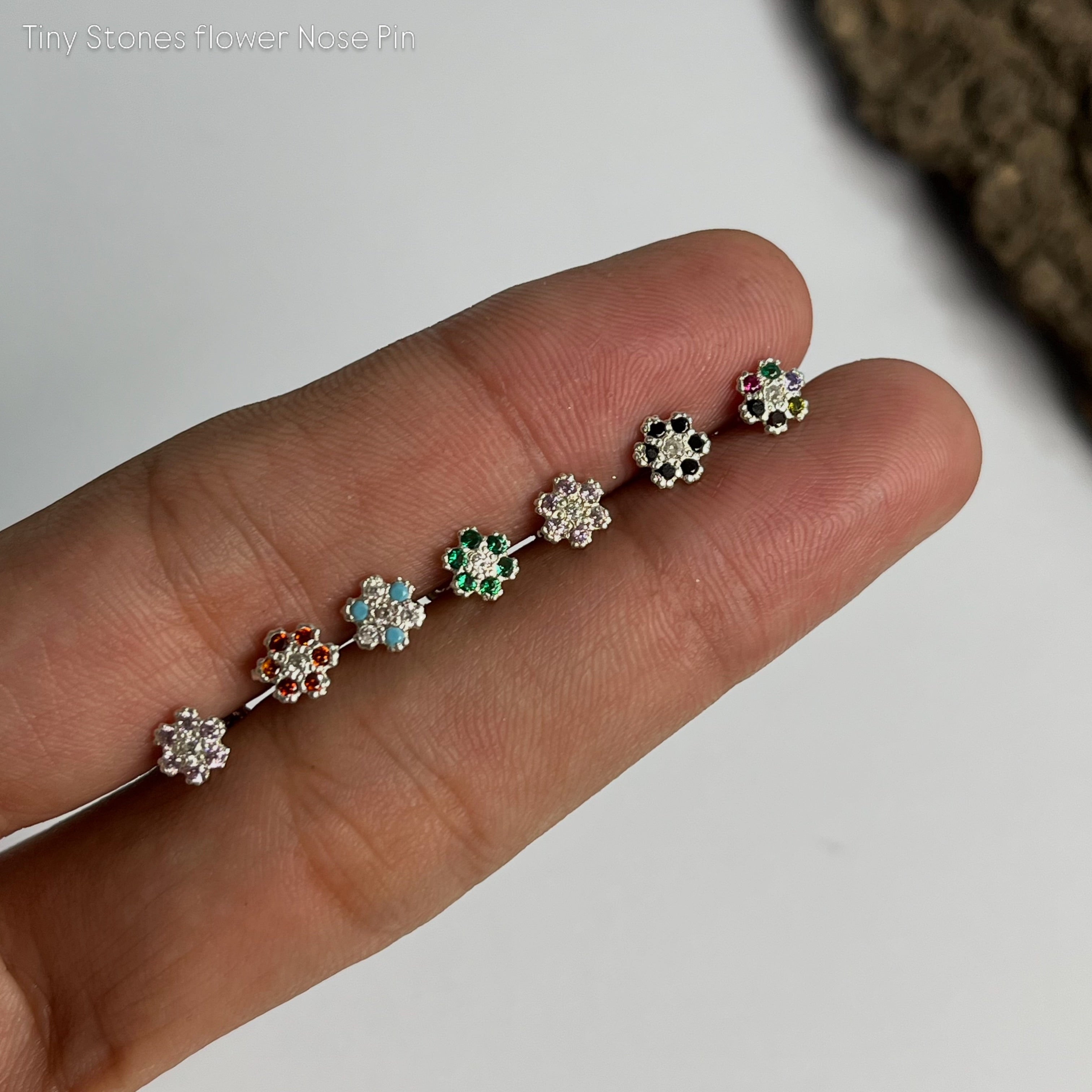 Flower Nose Pin - 925 Sterling Silver - Nickel-Free - Screw Back