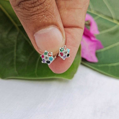 Girls multicolor floral studs perfect for school college or daily wear