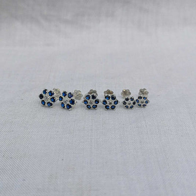5mm, 7mm and 9mm 3-pair flower stud set flat lay on white