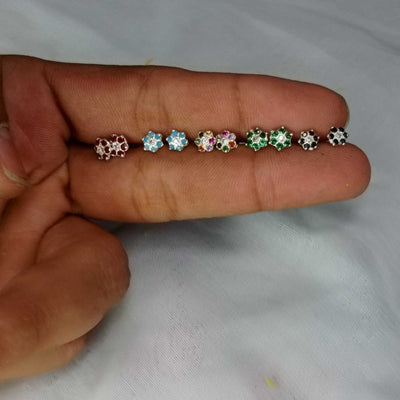 Tiny flower chandi Earrings (5 Colors)