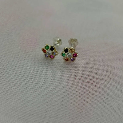 Tiny flower chandi Earrings (5 Colors)