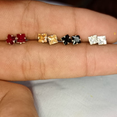 Squar Chandi Stud Earrings (4 Colors)