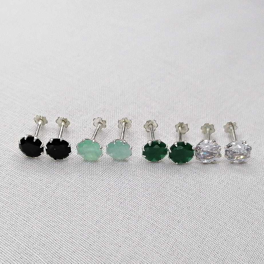 Anti-tarnish colorful stone stud earrings Pakistan


