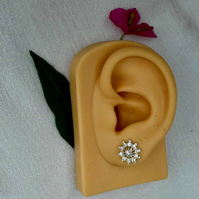 Snowflake flower Zircon Chandi Stud Earrings