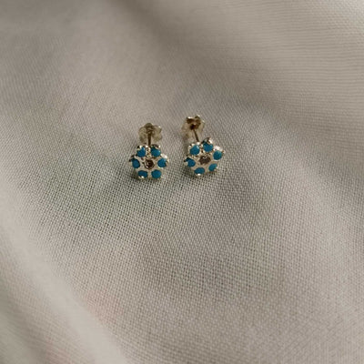 Tiny flower chandi Earrings (5 Colors)