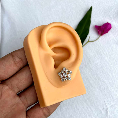 Futuristic Flower Chandi Stud Earrings