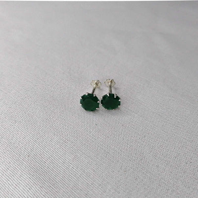 Hypoallergenic silver stud earrings for lobe green color