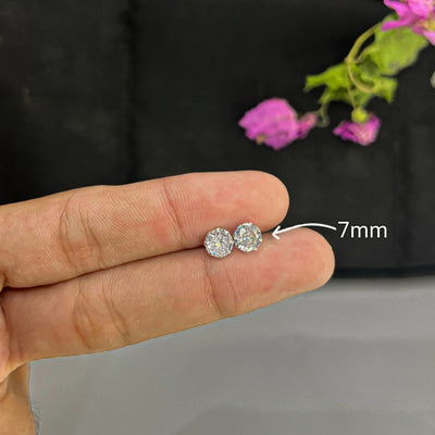 3MM 4MM 5MM 6MM 7MM Chandi Stud Earrings (5Pairs set)