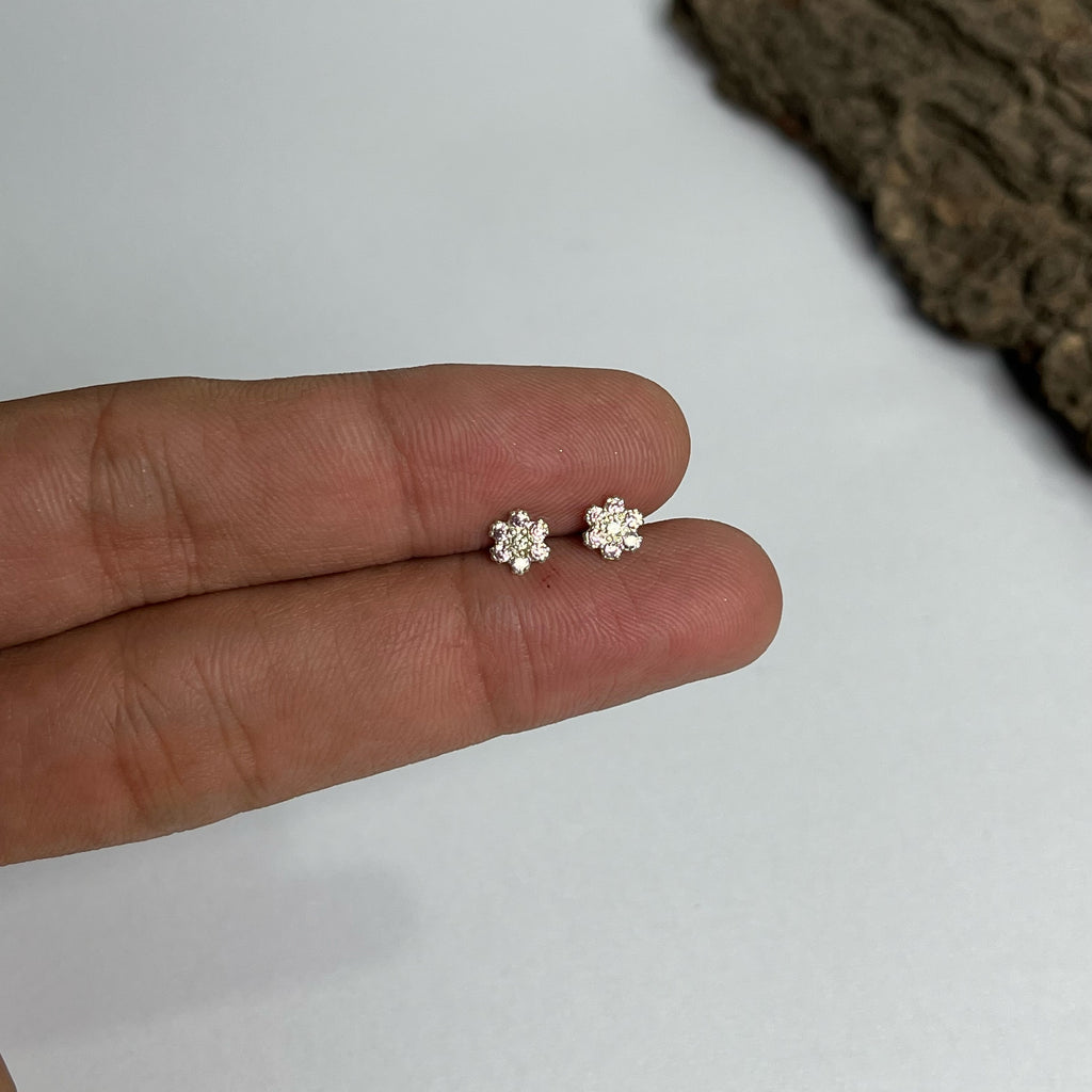 Tiny Flower Studs — 925 Sterling Silver | 6mm | 7 Colors | Nickel-Free | Screw Back