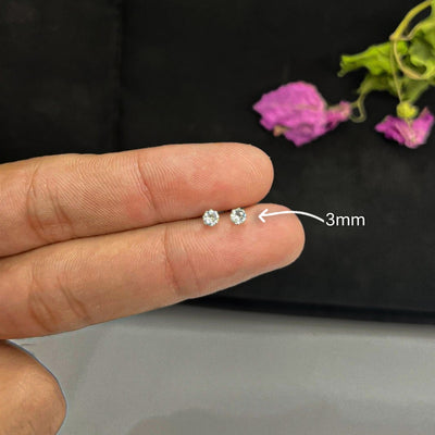 3MM 4MM 5MM 6MM 7MM Chandi Stud Earrings (5Pairs set)