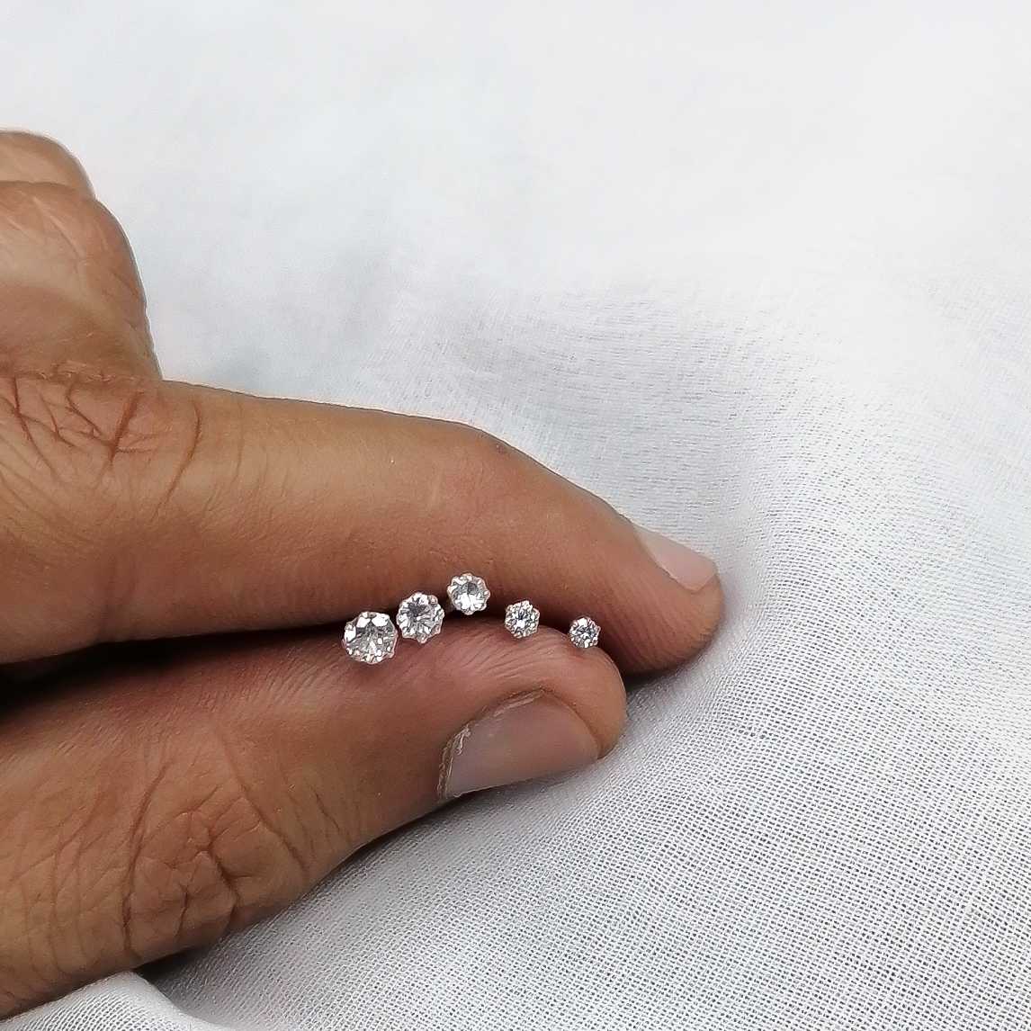 Small Chandi single tone Nosepin- Size(1.5mm to 5mm)