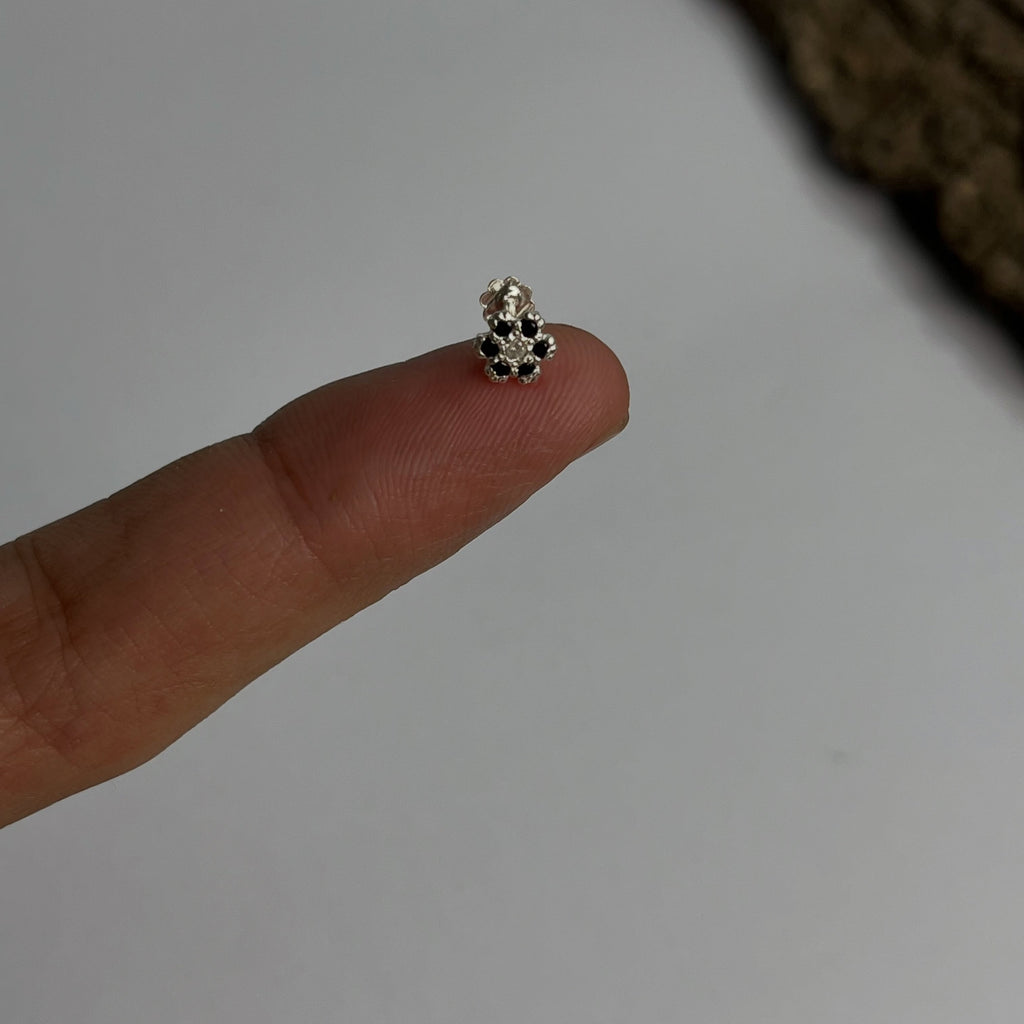 Flower Nose Pin - 925 Sterling Silver - Nickel-Free - Screw Back