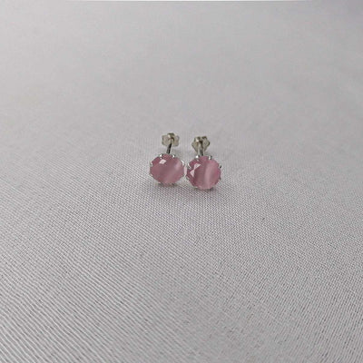Hypoallergenic silver stud earrings for lobe pink color