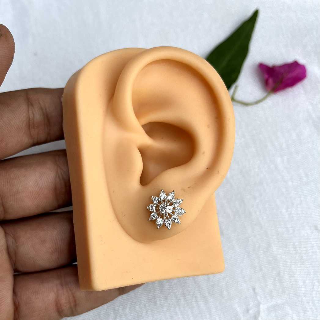 Snowflake flower Zircon Chandi Stud Earrings