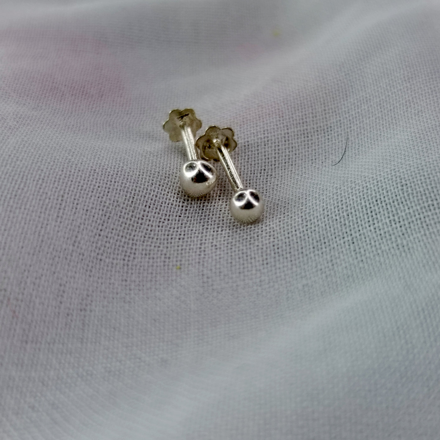 Chandi Ball Earrings (3mm & 5mm Size)