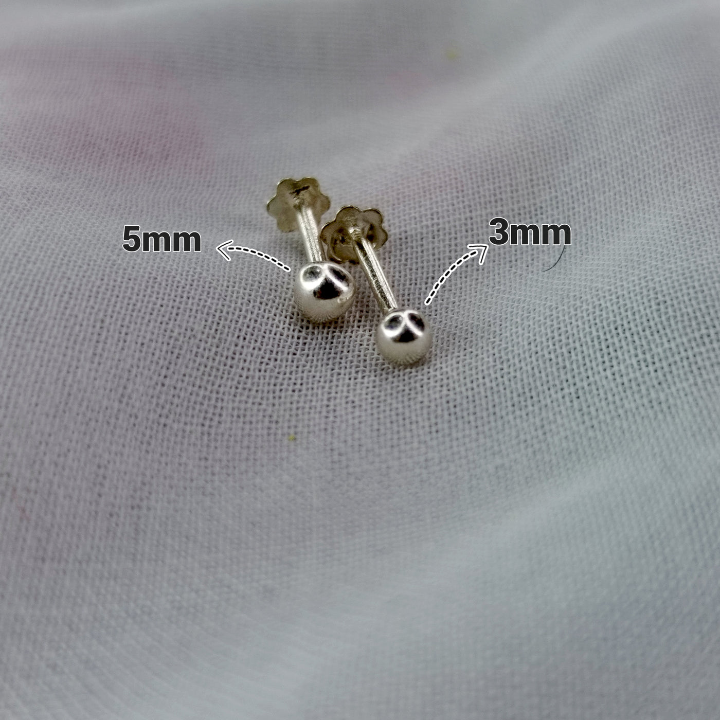 Chandi Ball Earrings (3mm & 5mm Size)