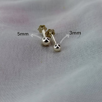 Chandi Ball Earrings (3mm & 5mm Size)
