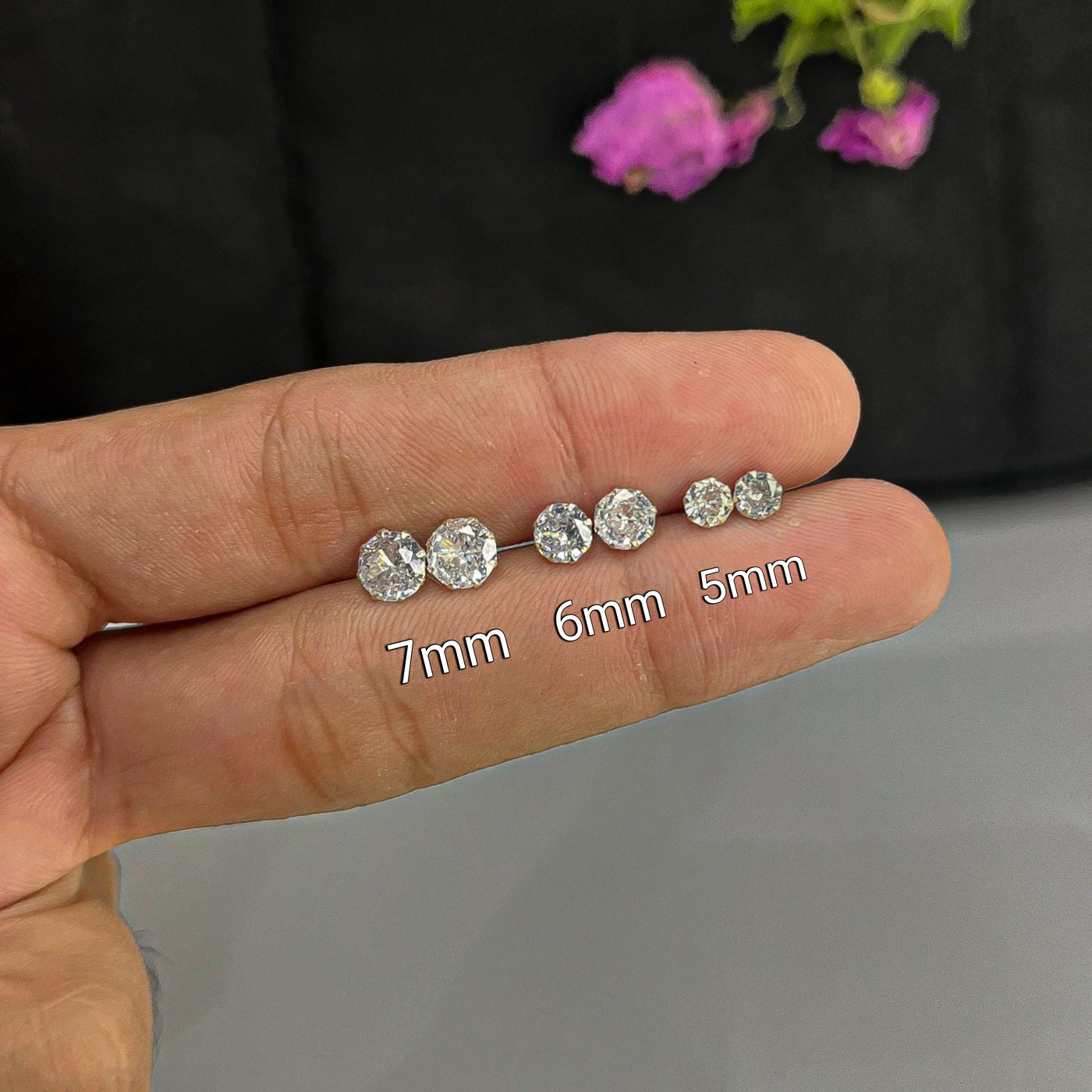 5MM, 6MM & 7MM Chandi Earrings Set (3Pairs)