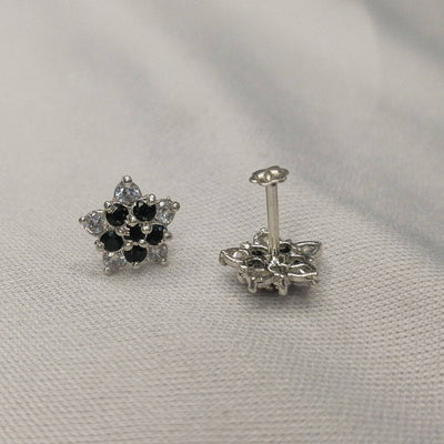 Mini Black & white Zarqon Chandi flower Stud Earrings
