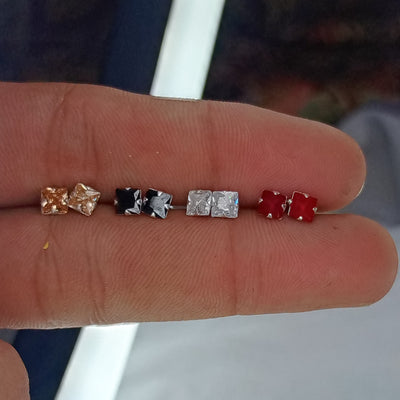 Squar Chandi Stud Earrings (4 Colors)