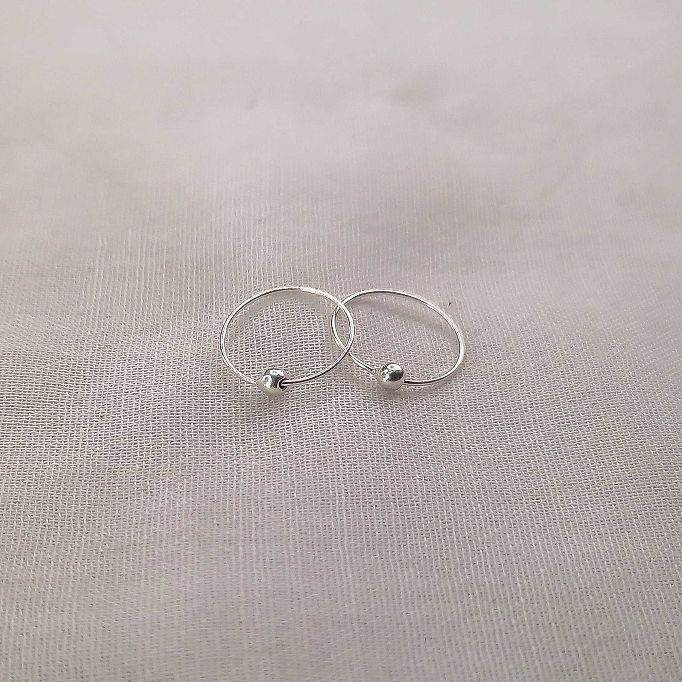 3Pairs Ball hoops 2Pairs 2mm Silver Stud Earrings (5Pairs Set)