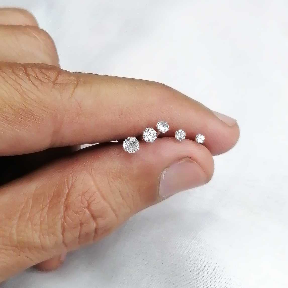 Small Chandi single tone Nosepin- Size(1.5mm to 5mm)