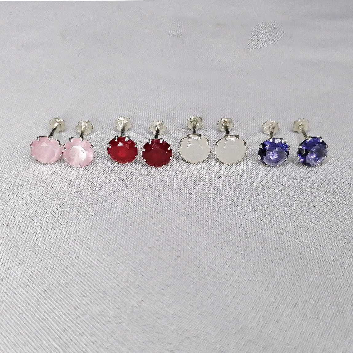 Daily wear 8mm colorful chandi stud earrings

