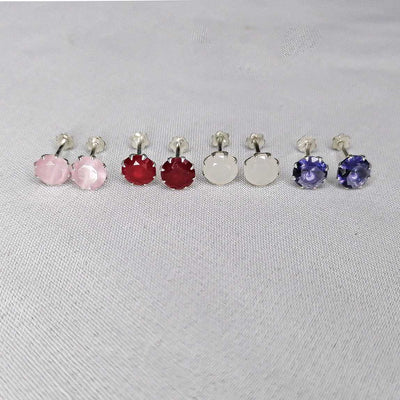 Daily wear 8mm colorful chandi stud earrings

