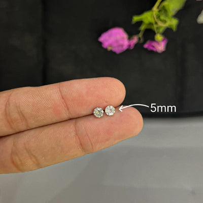 3MM 4MM 5MM 6MM 7MM Chandi Stud Earrings (5Pairs set)