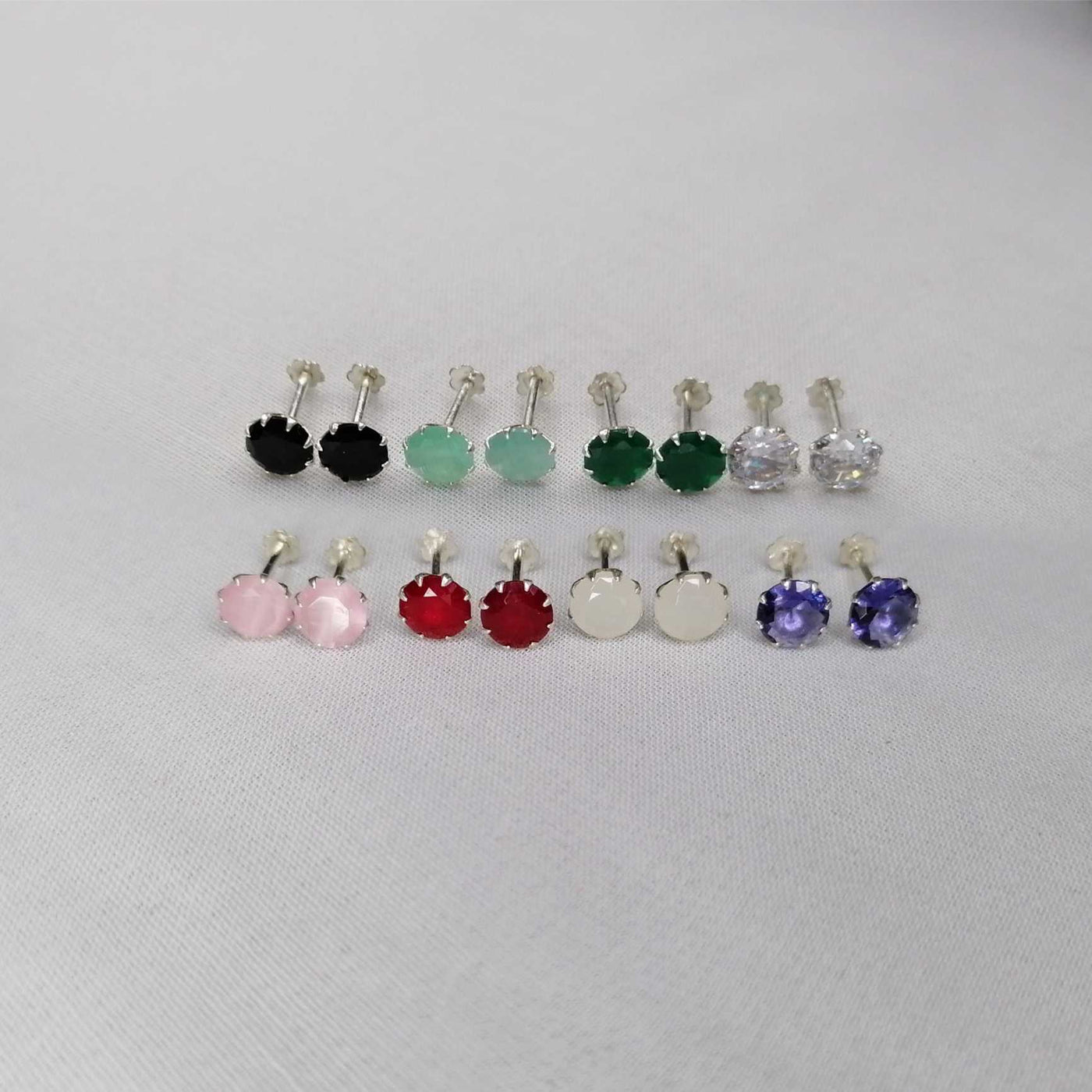 Daily wear 8mm colorful chandi stud earrings

