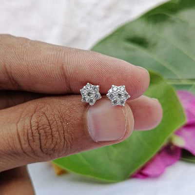 .925 Silver Flower Stud Earrings – School & Daily Wear

