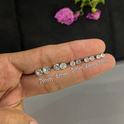 3MM 4MM 5MM 6MM 7MM Chandi Stud Earrings (5Pairs set)