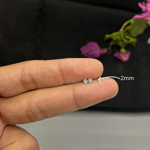  2mm tiny silver screw stud earrings