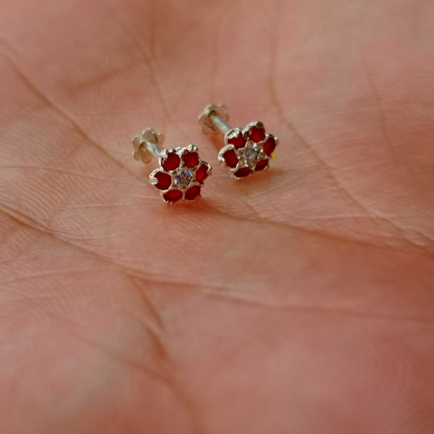 Tiny flower chandi Earrings (5 Colors)