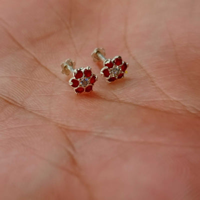 Tiny flower chandi Earrings (5 Colors)