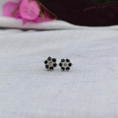 7 mm black flower stud on forward helix

