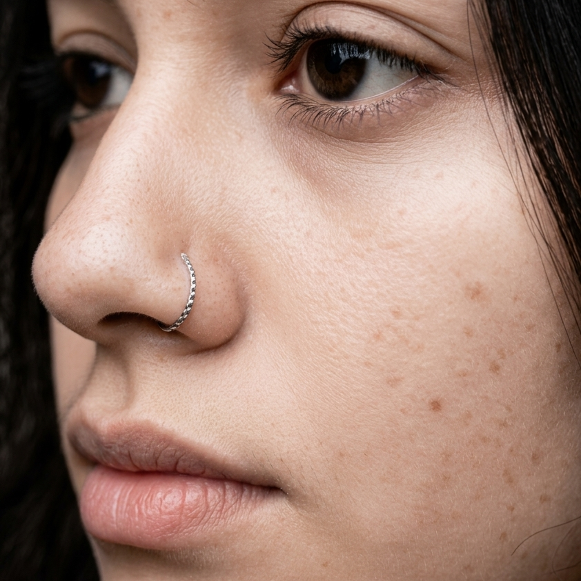 Twisted Nose Ring — 925 Sterling Silver | 8mm | 1mm Thick | Textured Everyday